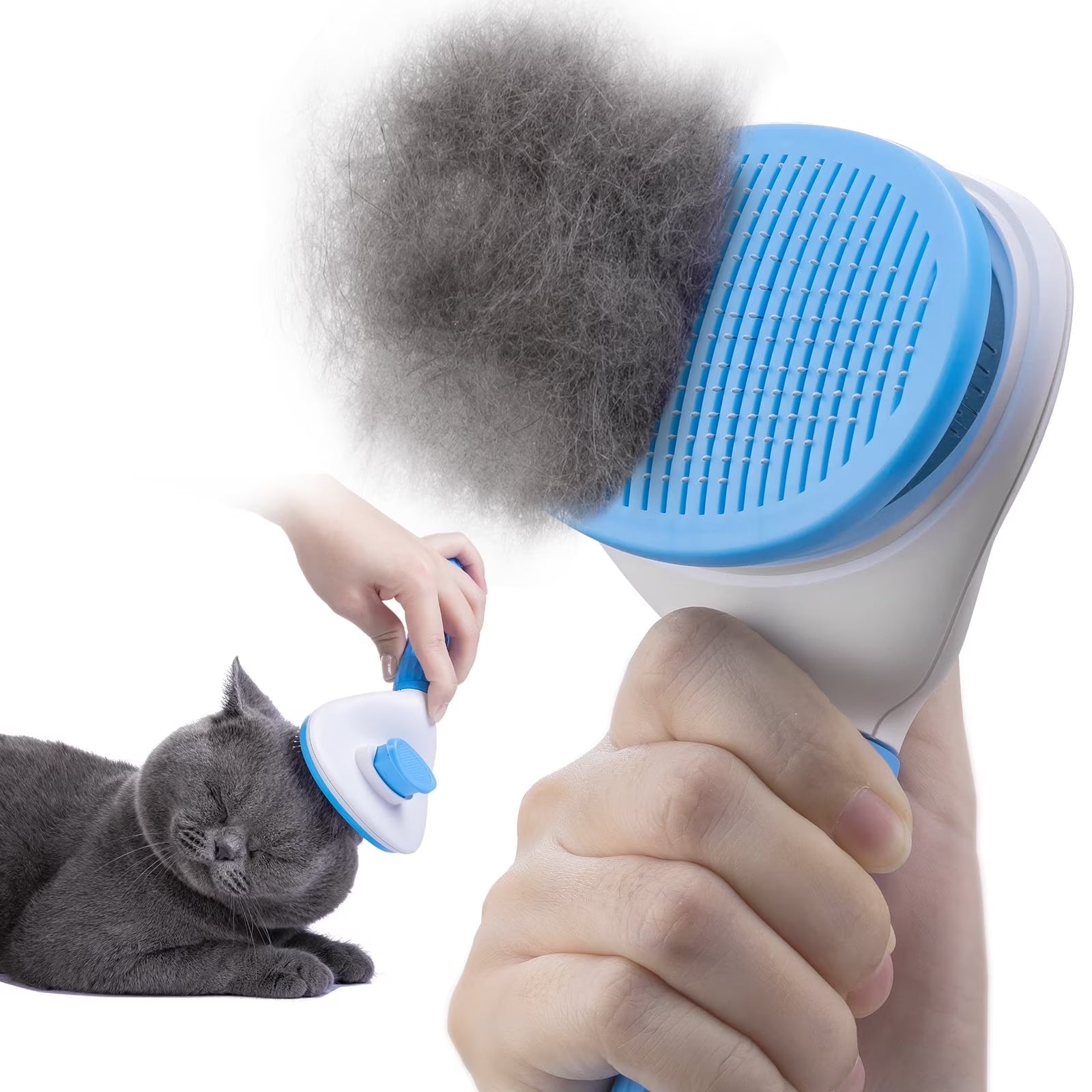 Self-Cleaning Slicker Brush for Dogs & Cats: Pet Grooming Tool for Long Haired & Short Haired Breeds